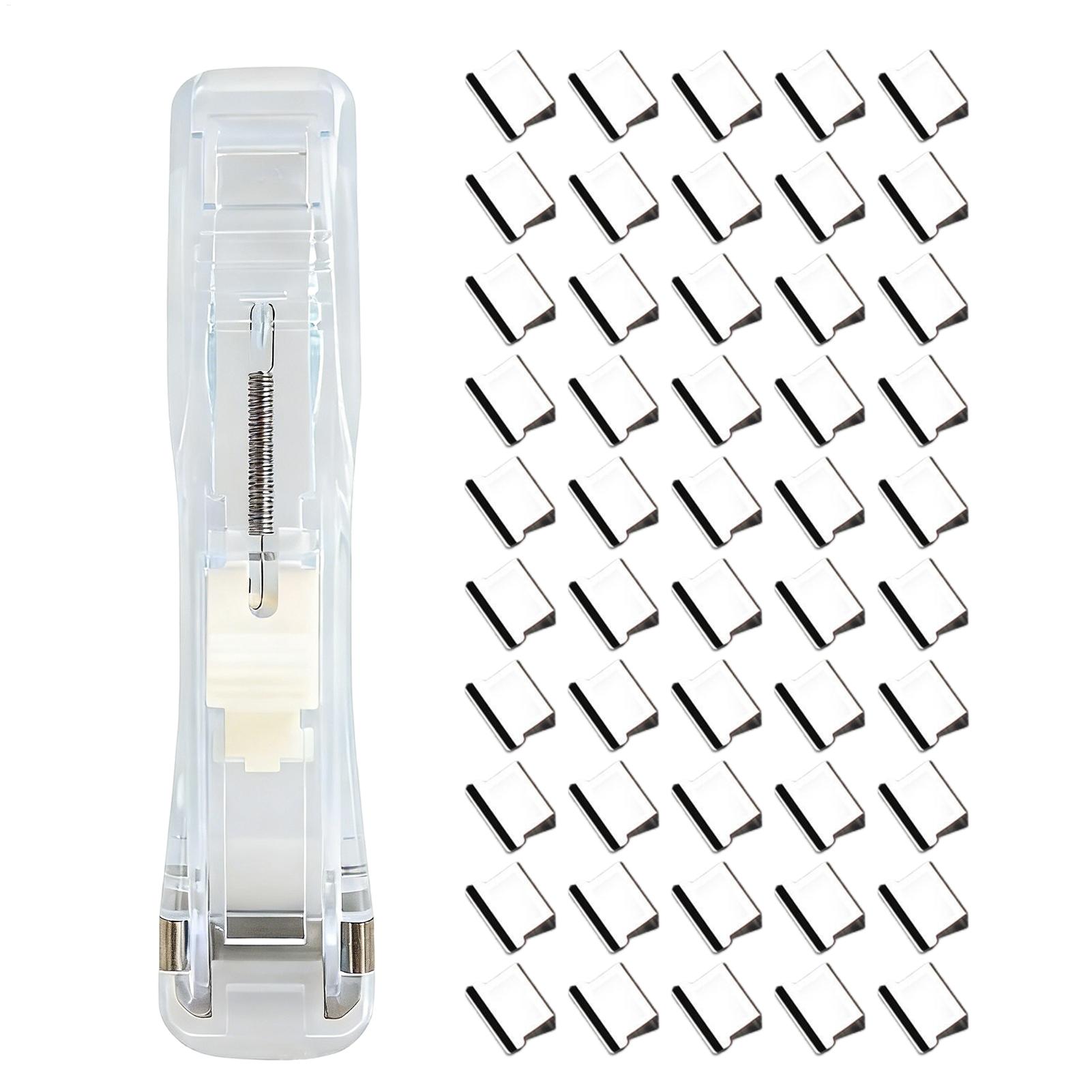 Home Office Travel Document - Draagbare reisnietmachine met push-paperclipdispenser Herbruikbare bindmiddelclipnietmachine