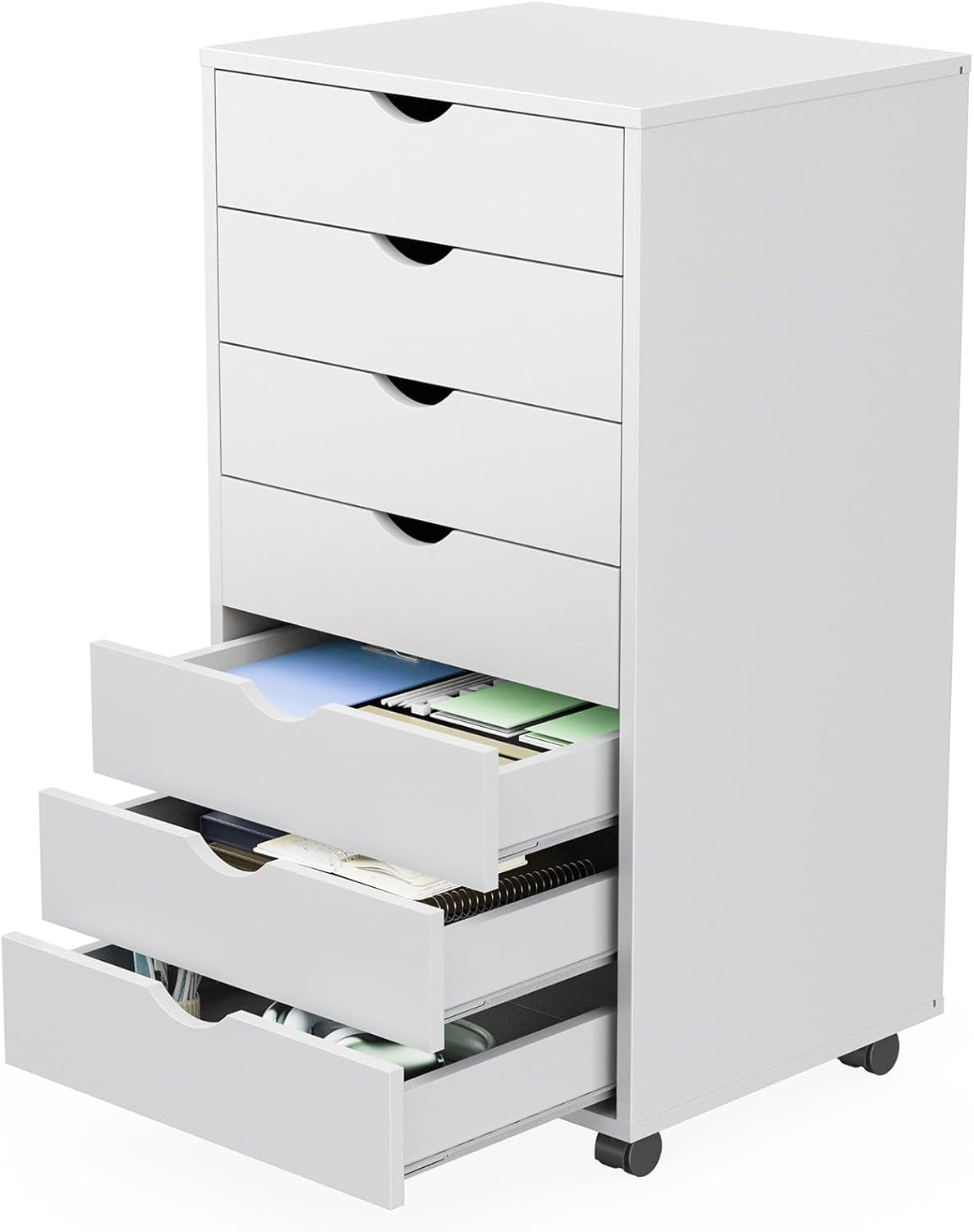 Desk Drawer Small - 7-ladenrolkast, houten mobiele ladekast onder het