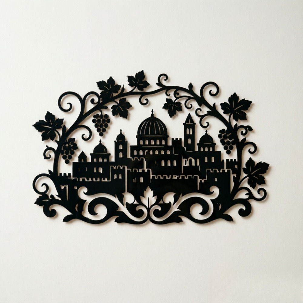 Home Office In Living Room - CIFBUY IJzeren Wanddecoratie Jeruzalem Skyline Wijngaard