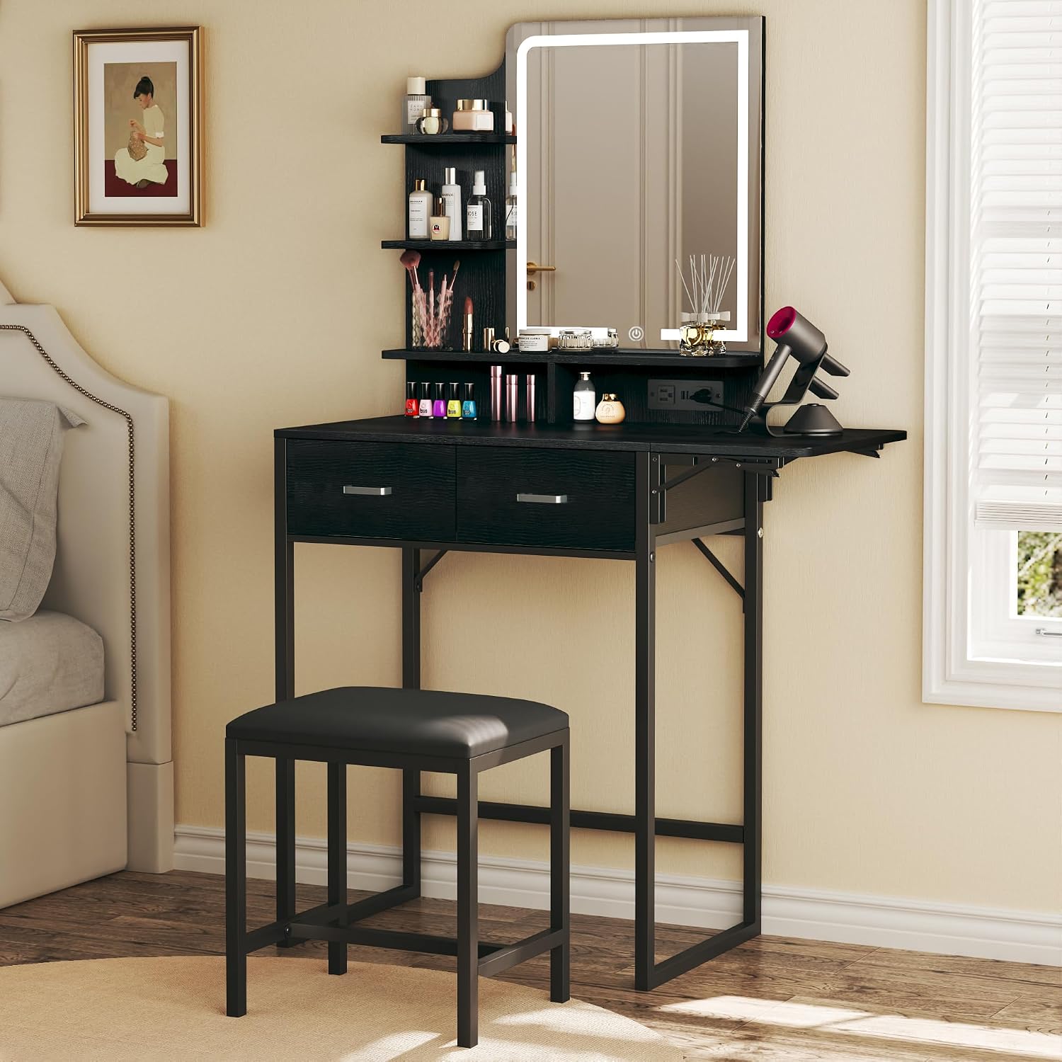 Kaptafel met spiegel en verlic - Desk Drawer Small recensie en prijs