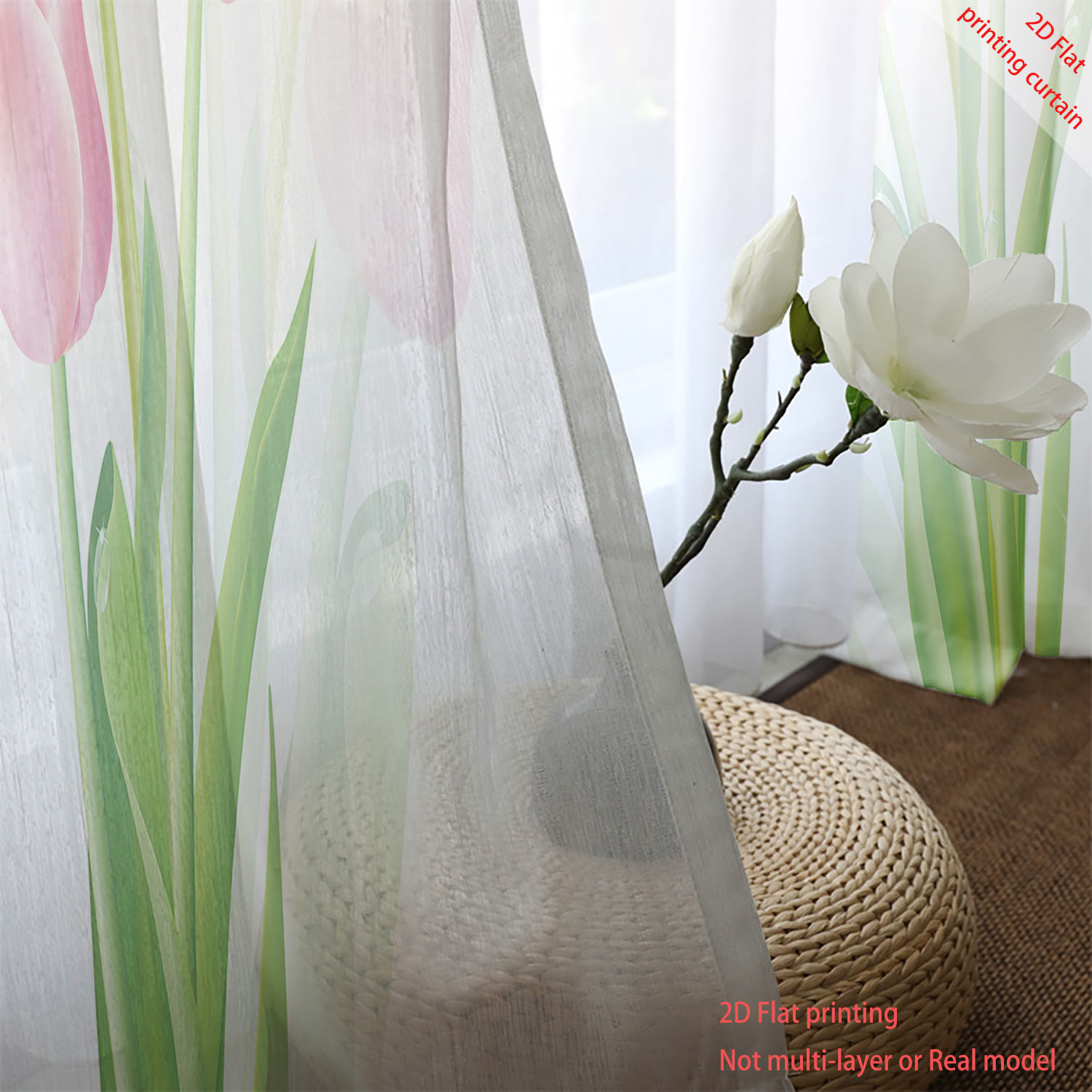 Roze tulpenprint transparant g - Home Office Windows recensie en prijs