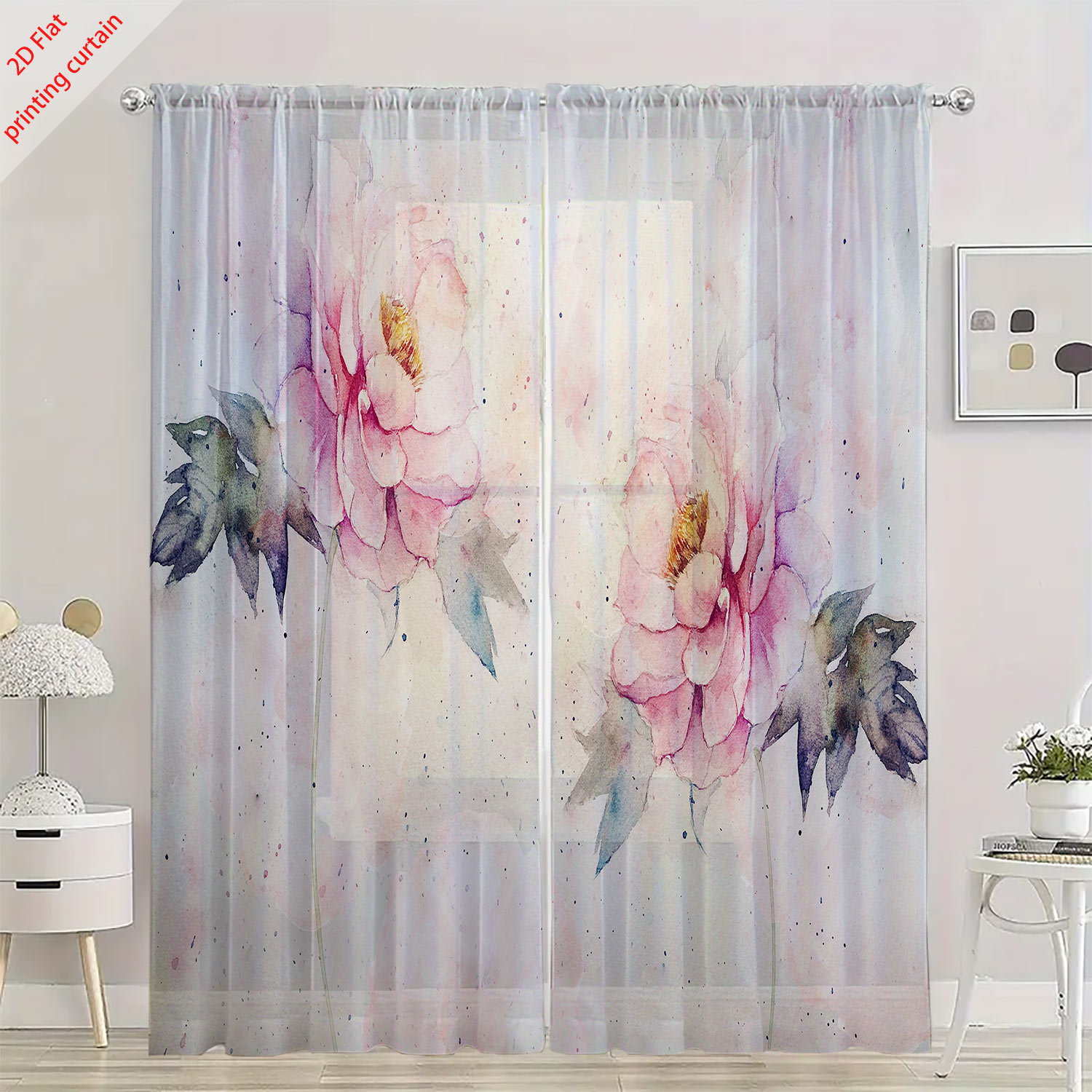 Roze tulpenprint transparant g - Home Office Windows recensie en prijs