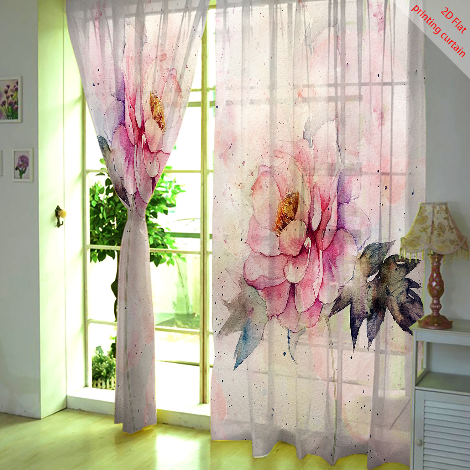 Roze tulpenprint transparant g - Home Office Windows recensie en prijs