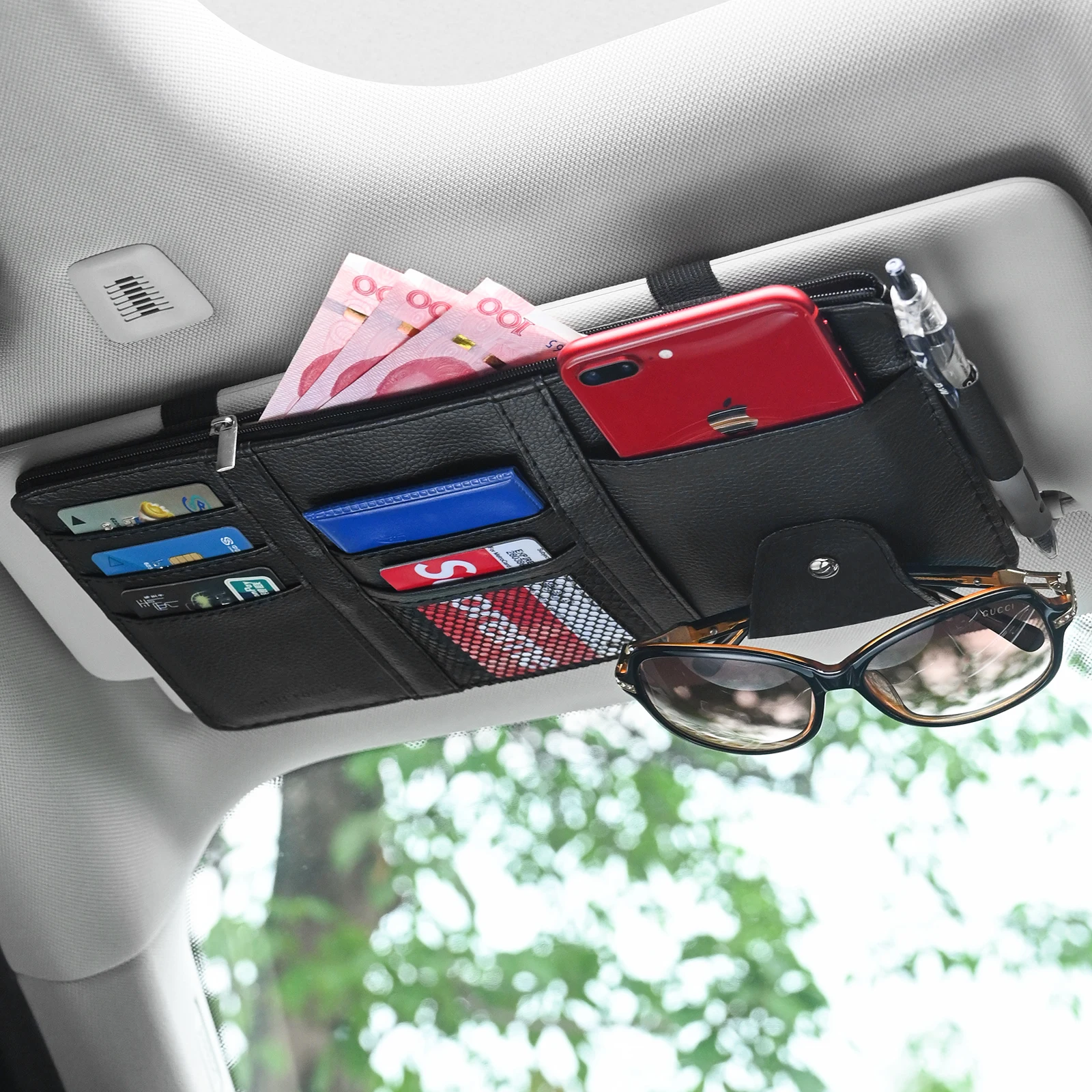 Auto zonneklep portemonnee vis - Pen Holder Organizer recensie en prijs