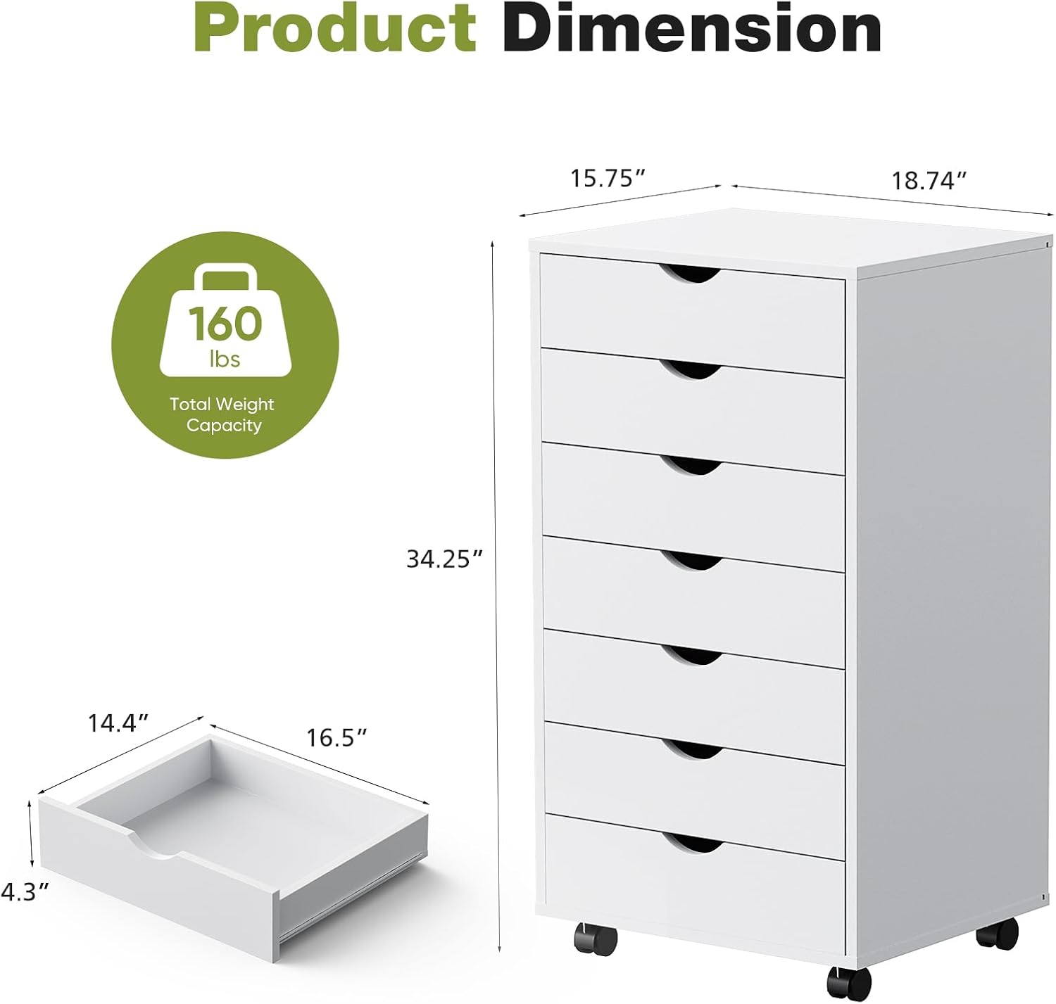 7-ladenrolkast, houten mobiele - Desk Drawer Small recensie en prijs